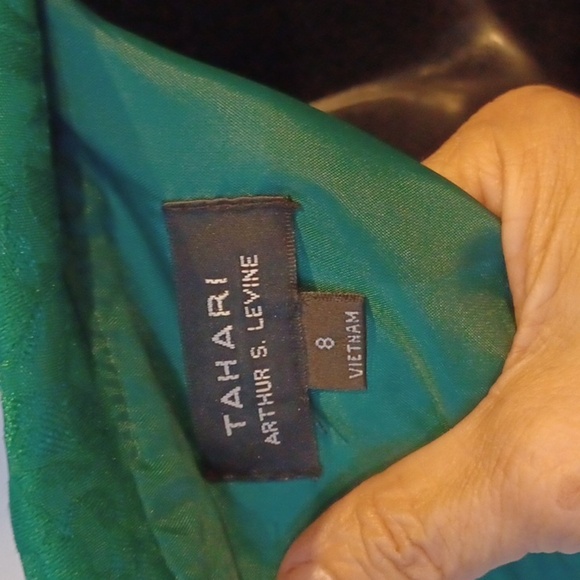 Tahari Emerald Green Sleeveless Sheath Structured Cowl Neck sz 8, vintage look - Picture 5 of 9
